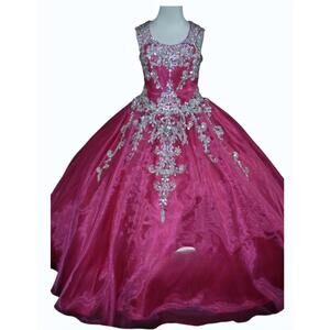NEW LITTLE ROSIE girl's long pageant dress in strawberry